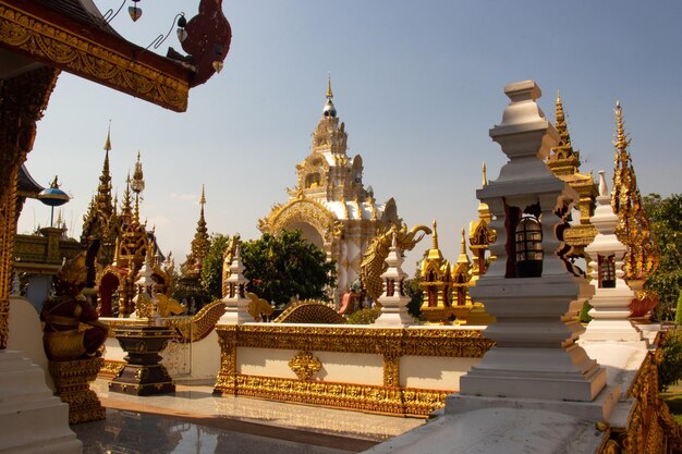 A beautiful view of Wat Saeng Kaeo temple located in Chiang Rai Thailand