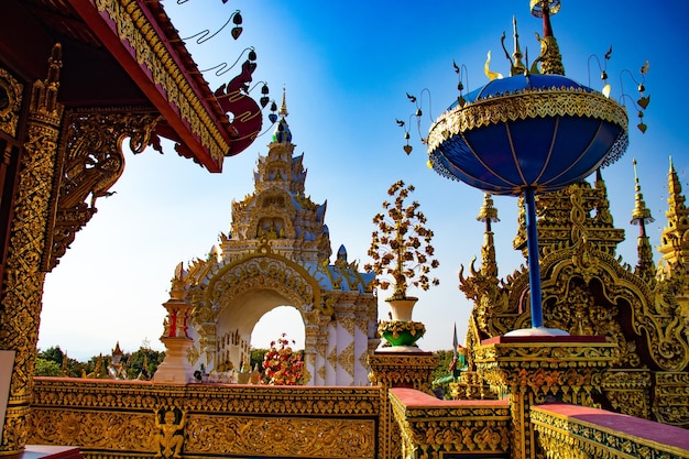 A beautiful view of Wat Saeng Kaeo temple located in Chiang Rai Thailand