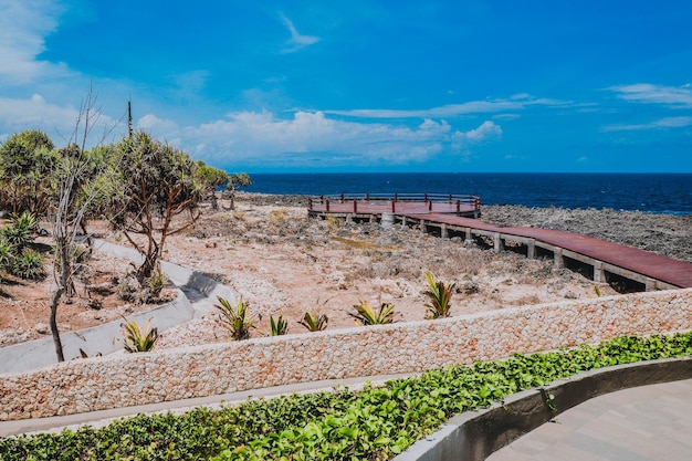 Nusa Dua Beach Bali Indonesia의 Waterblow의 아름다운 전망