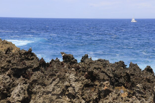 Nusa Dua Beach Bali Indonesia의 Waterblow의 아름다운 전망