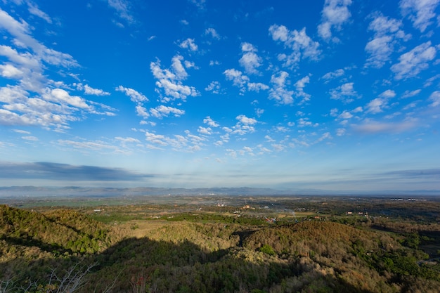 Beautiful view with blue sky, View Point, Phrae, Thailand