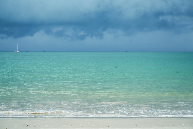 Beautiful View with Cloudy Sky and Sea from Beach