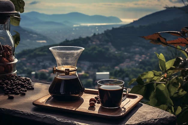 beautiful view with coffee