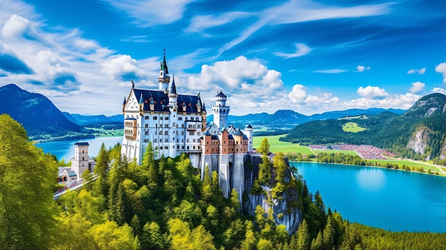세계적으로 유명한 노이슈반슈타인 성의 아름다운 전망