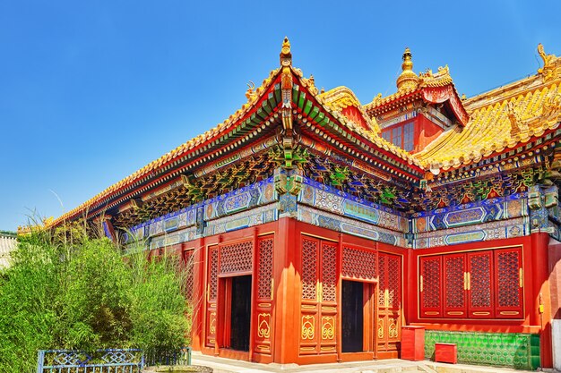 Yonghegong Lama Temple.Beijing의 아름다운 전망.