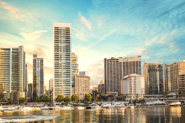 Beautiful view of Zaitunay Bay in Beirut, Lebanon