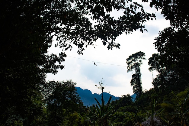 A beautiful view of zipline tourism atraction in Vang Vieng Laos