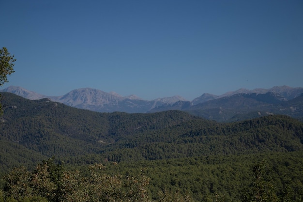 Beautiful views of the mountain nature Mountains forests blue sky The beauty of nature