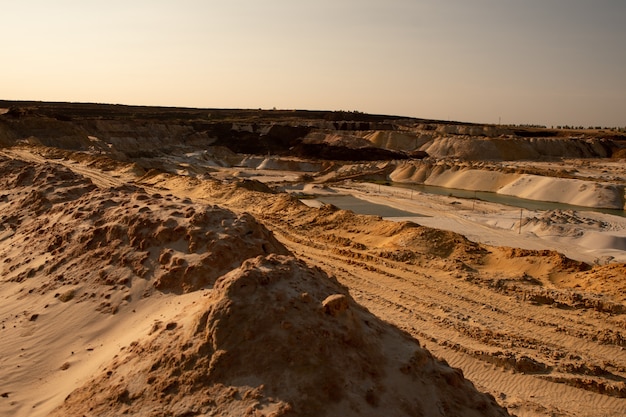 Beautiful views of a quarry with sand.