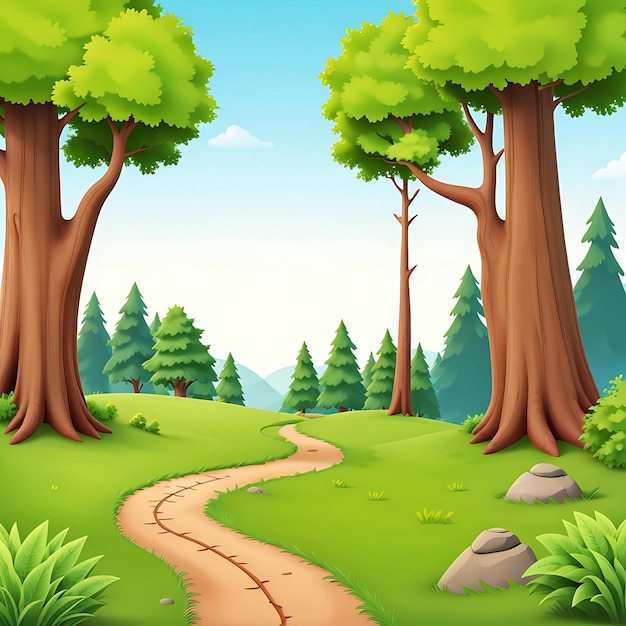 Beautiful village nature scene road illustration landscape generated Ai