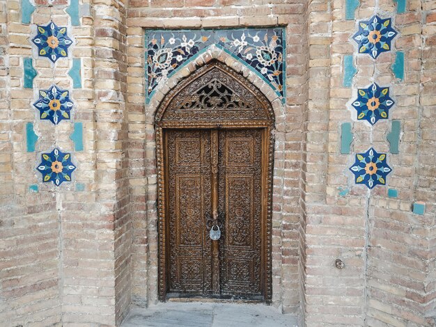 Beautiful vintage door with a metal handle