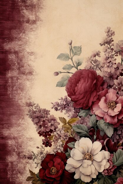 Foto belle fiori in stile vintage sfondo floreale ai immagine generata