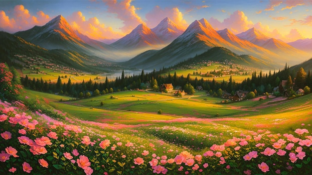 美しいヴィンテージ絵画スタイルの風景風景や自然の背景の壁紙