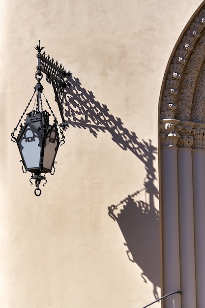 Beautiful vintage street lamp on the street of st petersburg