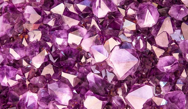 Beautiful violet background and texture with amethyst crystals