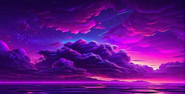 Photo beautiful violet neon glow sky background