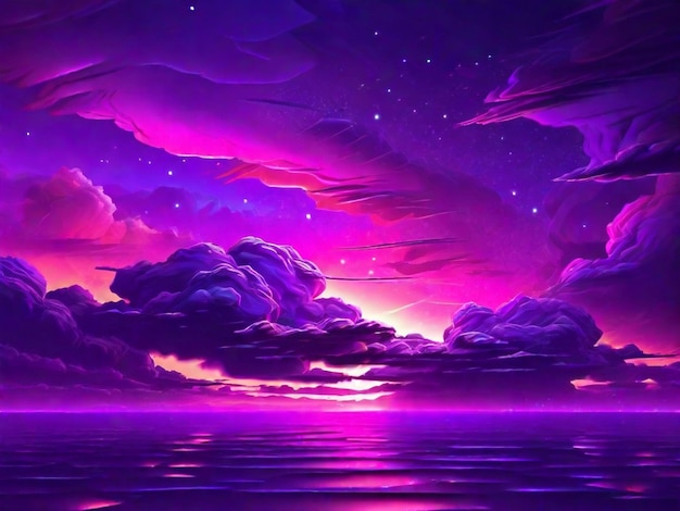 Beautiful violet neon glow sky background