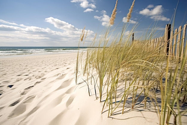 Красивый девственный пляж с песчаными дюнами