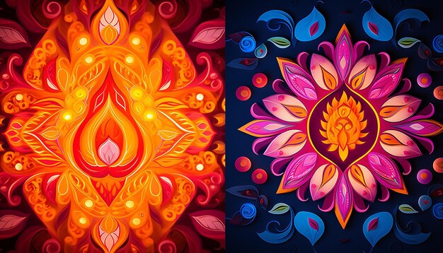 Beautiful vivid color designs in the style of diwali