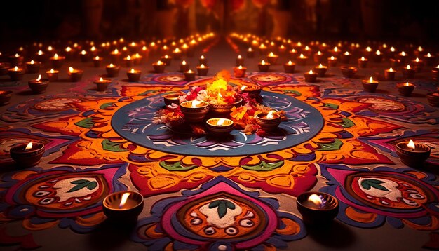 Beautiful vivid color designs in the style of diwali