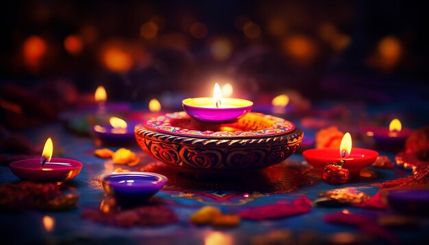 beautiful vivid color designs in the style of Diwali