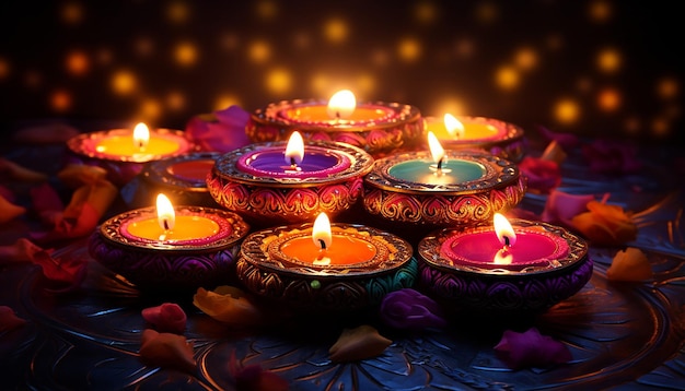 beautiful vivid color designs in the style of Diwali