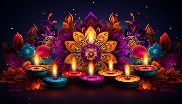 beautiful vivid color designs in the style of Diwali