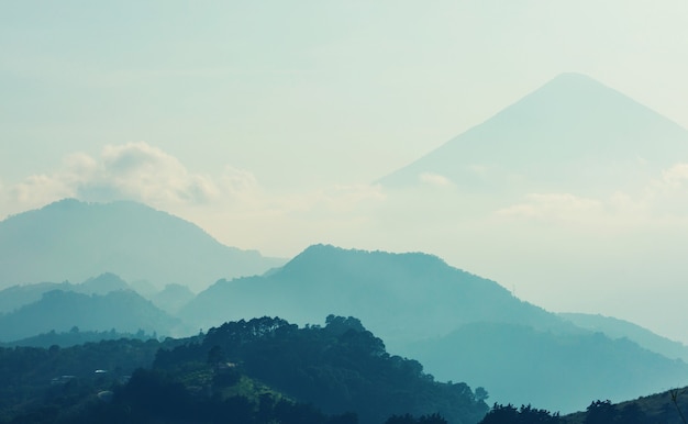 Beautiful volcanoes landscapes in Guatemala, Central America