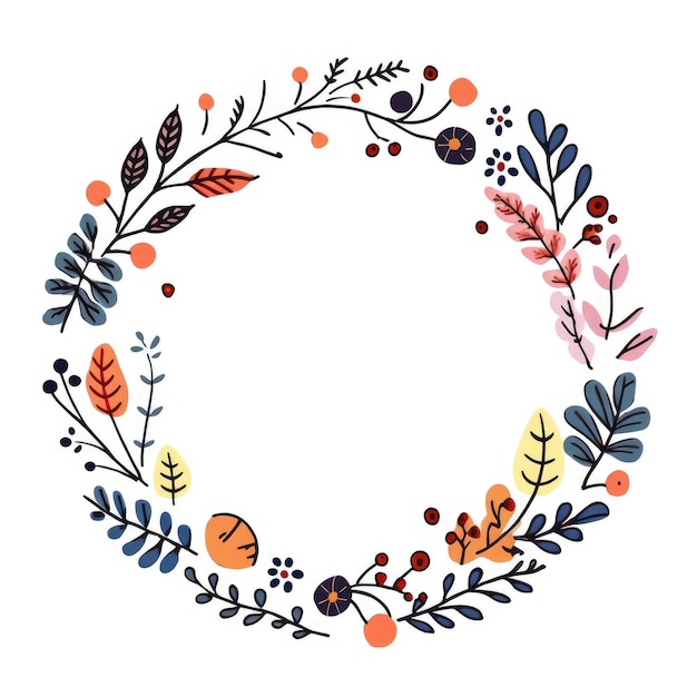 beautiful wacky floral frame design generative ai