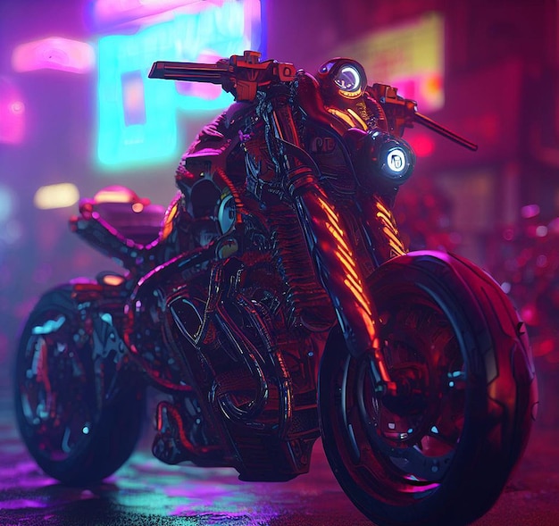 Beautiful Wallpaper cyberpunk bike racer punker illustration image scene colourful view portrai