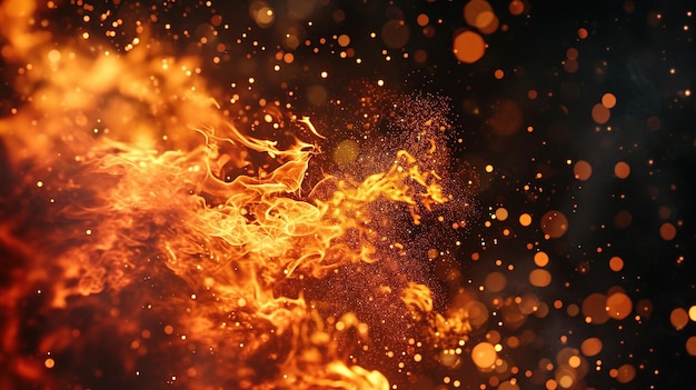 Photo beautiful wallpaper of fire particles effect