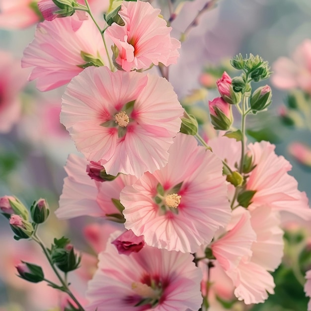 Beautiful wallpaper with pink flowers