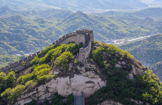 Foto bella torre di avvistamento la grande muraglia cinese