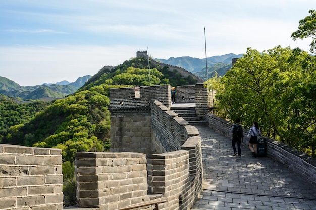 Beautiful watchtower zigzag of the protective wall The Great Wall of China