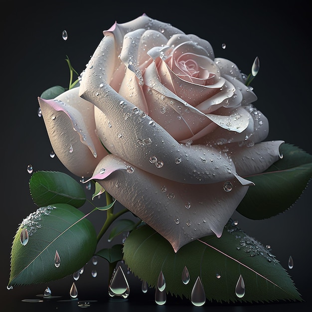 Beautiful water drops paper cut white rose images Generative AI