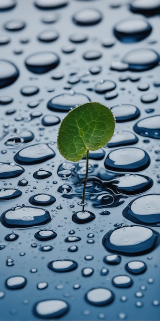 Beautiful water drops with a leaf wallpaper photo