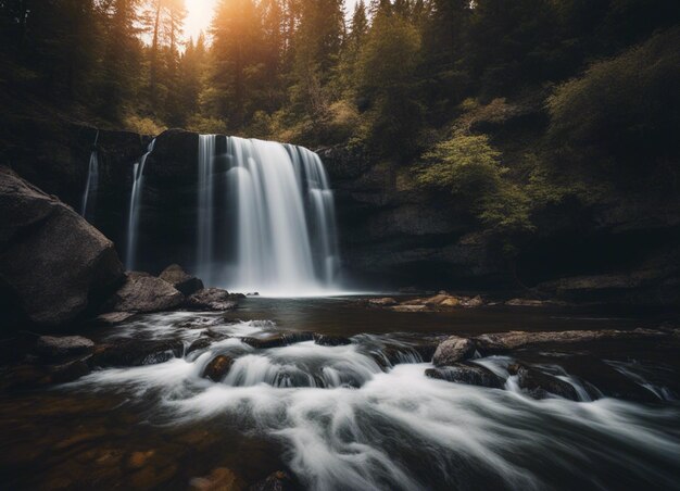 Photo a beautiful water fall background