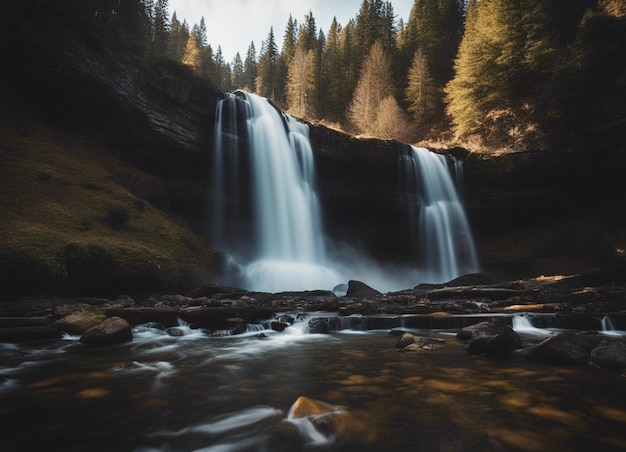 Photo a beautiful water fall background