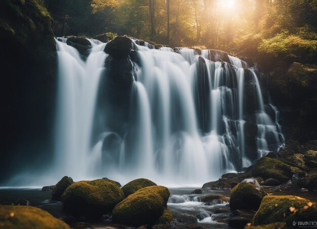 Photo a beautiful water fall background