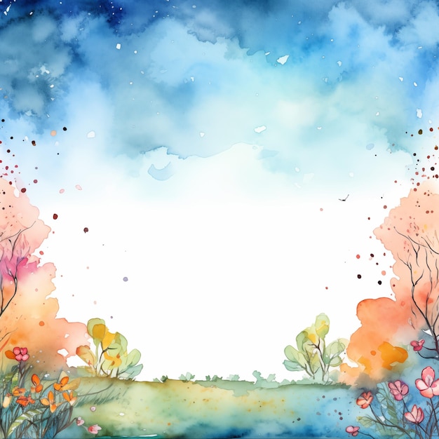 beautiful watercolor background for postcard with copy space