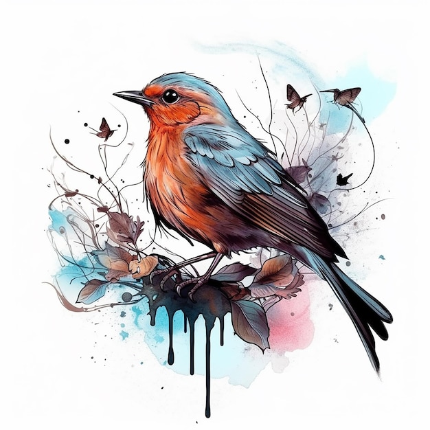 Beautiful Watercolor Birds Illustration