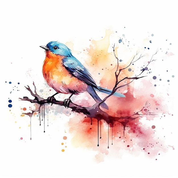 Красивая акварельная иллюстрация птиц