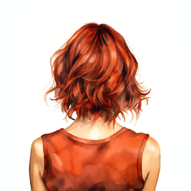 Photo beautiful watercolor bob hair style back view