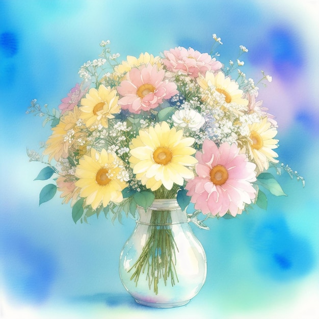 Beautiful watercolor bouquet Whimsical Blooms A Watercolor Bouquet of Wildflowers Generative AI