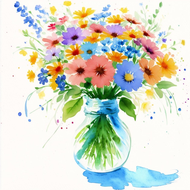 Beautiful watercolor bouquet Whimsical Blooms A Watercolor Bouquet of Wildflowers Generative AI