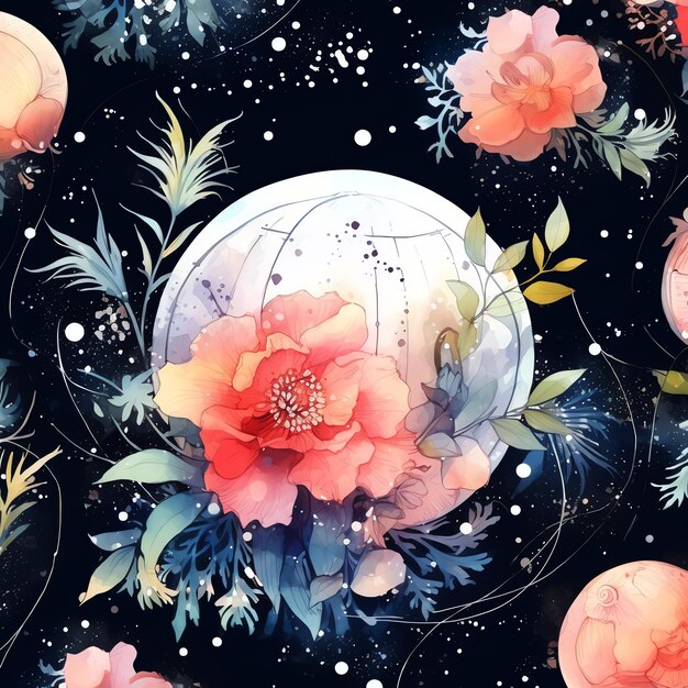 Beautiful watercolor crystal ball with constellations digital paper scarpbook junk journal clipart