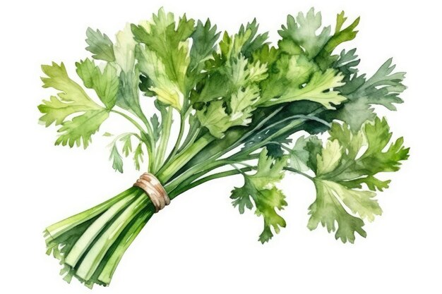 Beautiful Watercolor Drawing Celery On A White Background Minimalist Style Generative AI