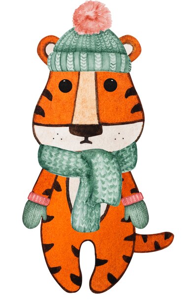 beautiful watercolor drawing of a little tiger cub