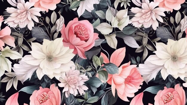 Beautiful watercolor floral seamless pattern Generative AI