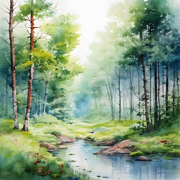 Beautiful Watercolor Forest